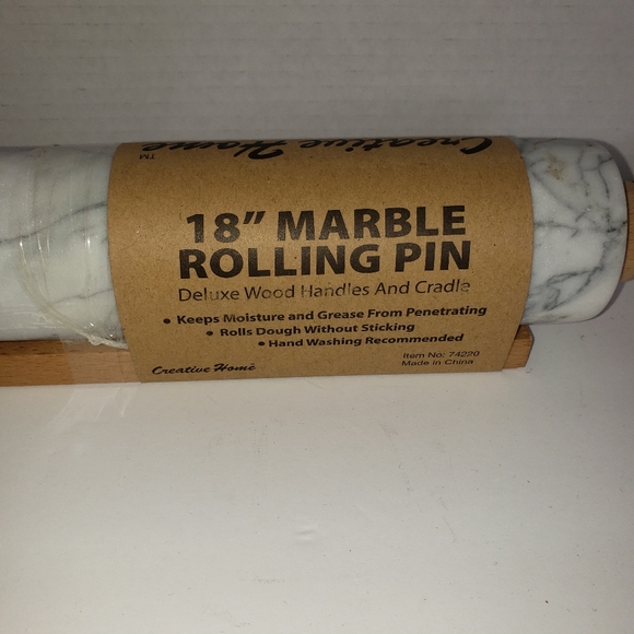 NEW Creative Home 18' Marble Rolling Pin With Cradle - Picture 4 of 9
